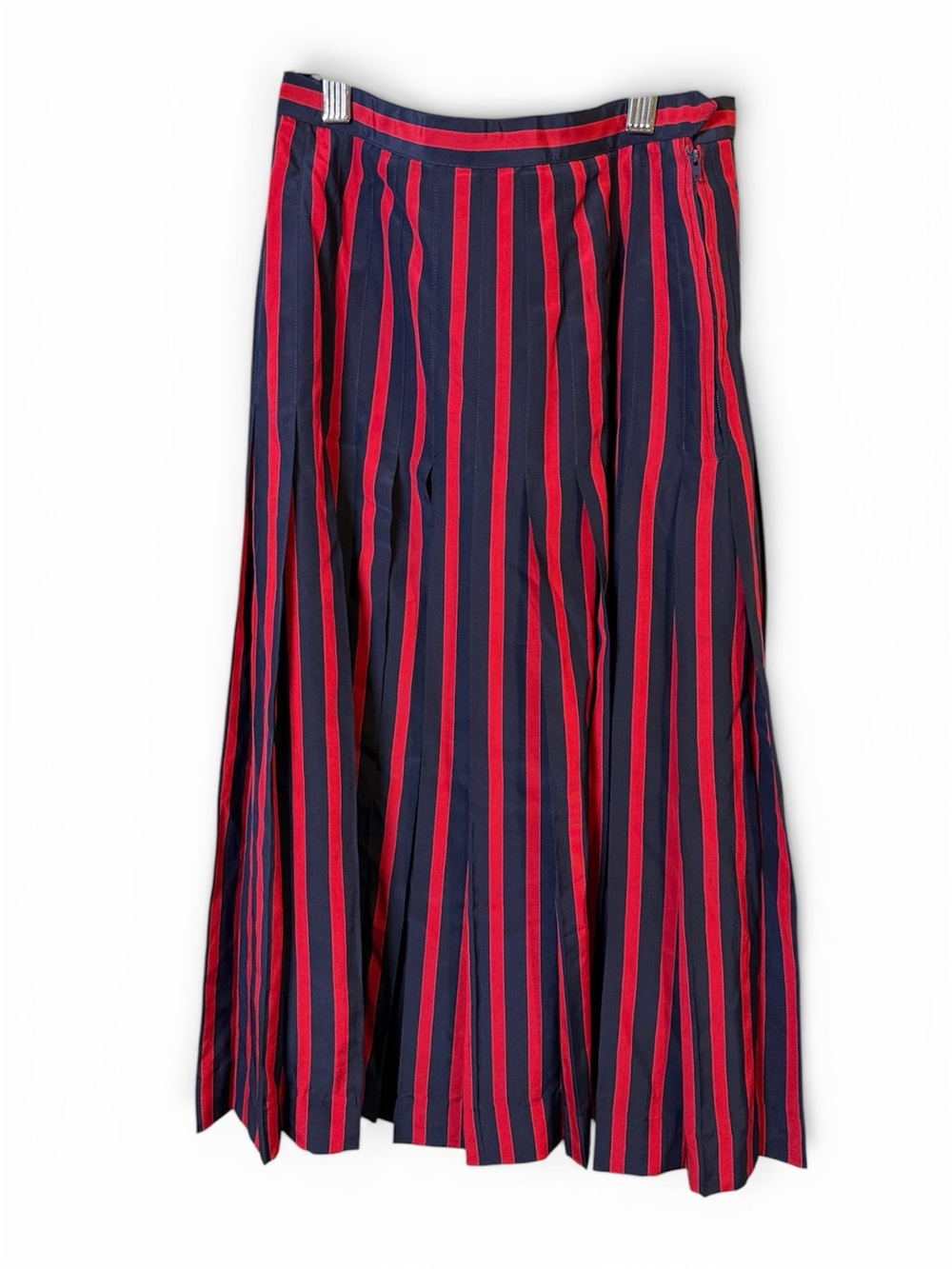 Chanel Vintage Navy and Red Pleated Maxi Skirt